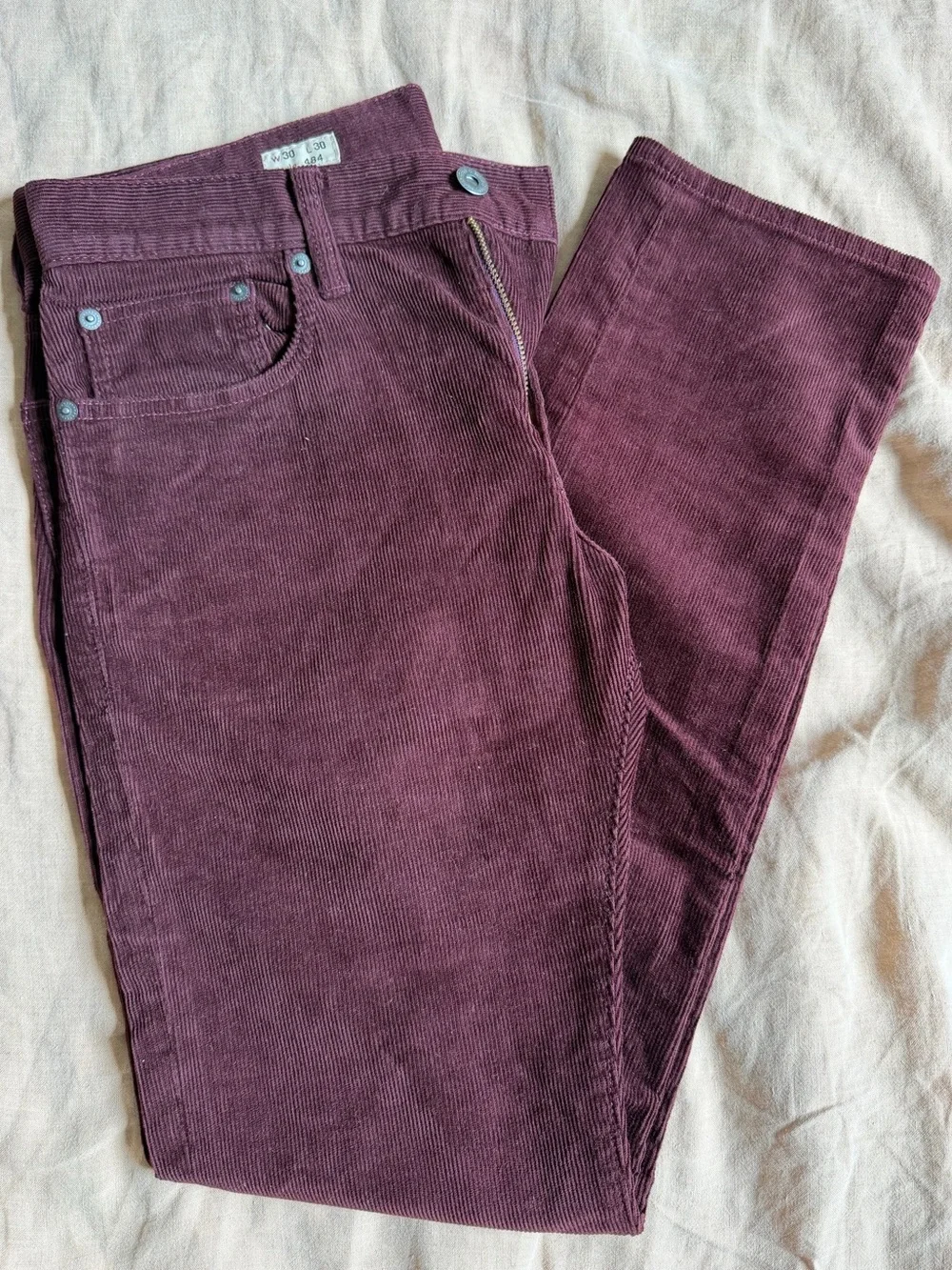 J. Crew 30x30 corduroy 484 slim fit pants 5-pocket burgundy good condition
